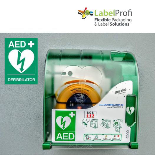 Defibrilator na vhodu v stavbo LabelProfi Defibrilator na vhodu v stavbo LabelProfi